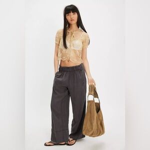 Free People Day’s End Pants,
Charcoal Linen Wide-Leg Pants